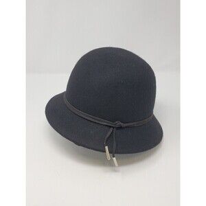 SCALA 100% WOOL BLACK CLOCHE BUCKET STYLE HAT WOMEN OS ADJUSTABLE